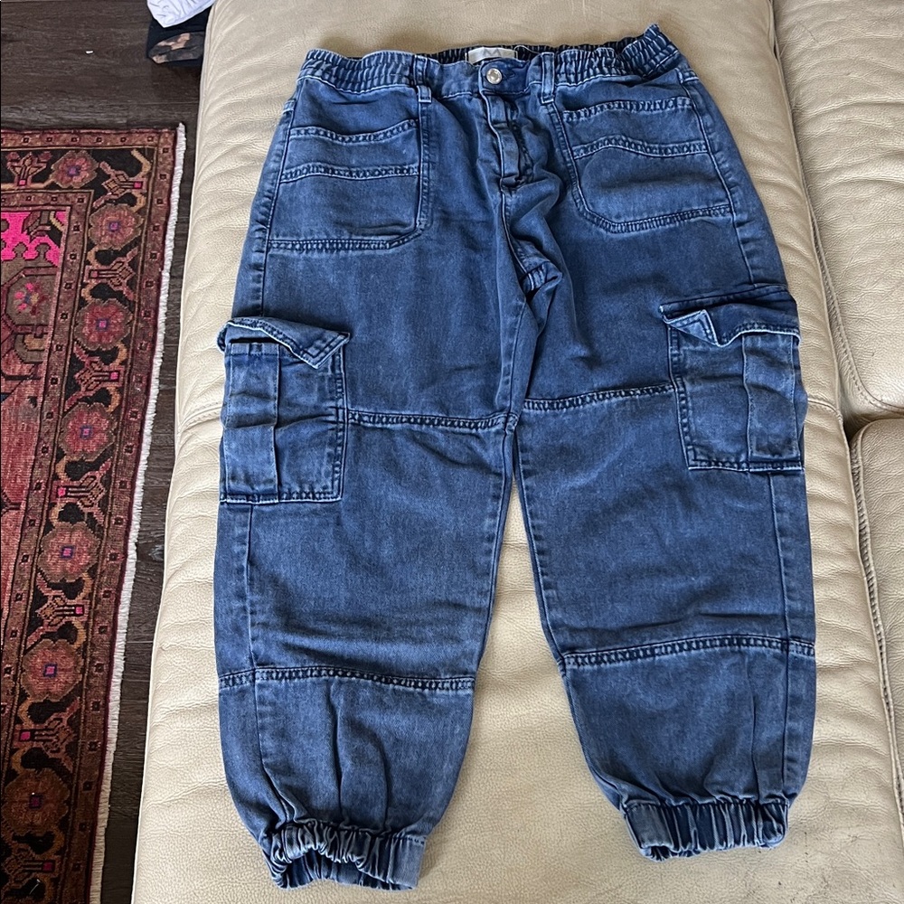 We The Free Washed Blue Cargo Jogger Pants